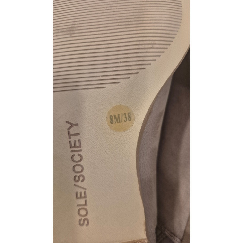Taupe Suede Ankle Boots Pointed Toe Minimalist Chic Neutral Booties Size 8 - Picture 10 of 10